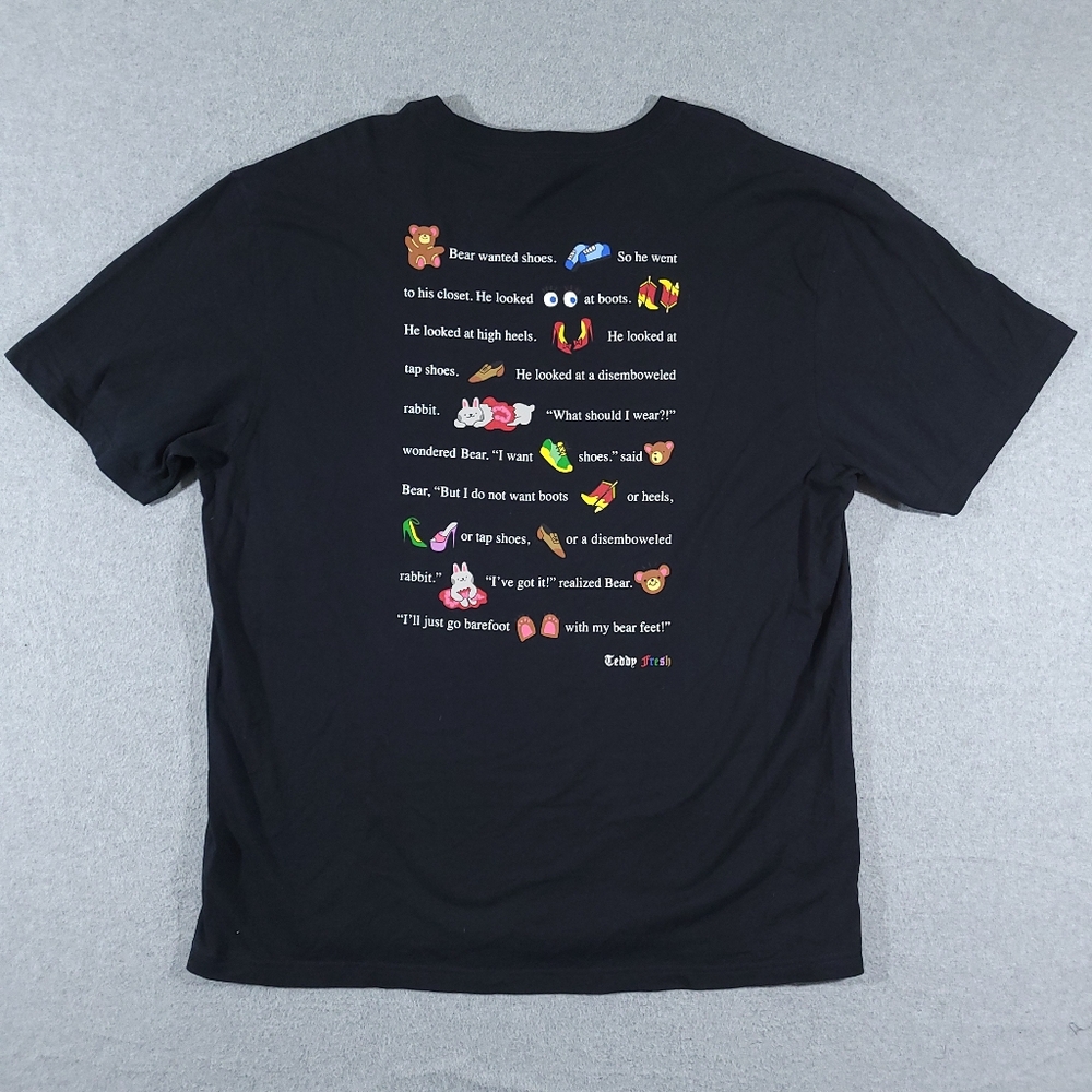 Teddy Fresh Men's 100% Cotton T-Shirt Black Size 3XL Graphic Tee Crew Neck - Picture 3 of 7